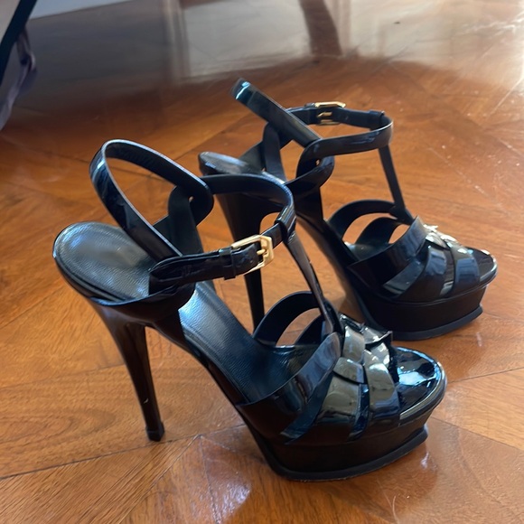 Saint Laurent Tribute Patent Platform Sandals - Picture 4 of 9